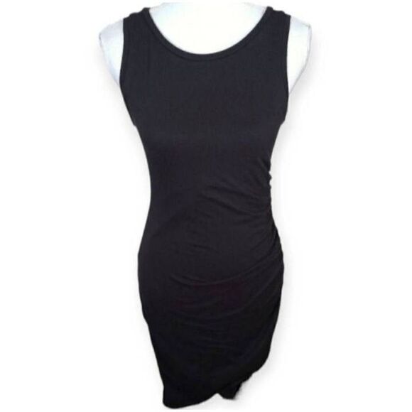 LEITH BLACK BODYCON SLEEVELESS RUCHED DRESS SZ.S EUC. - Picture 2 of 8